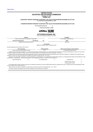 Thumbnail Activision Blizzard 10-Q Quarterly Report FY2020 