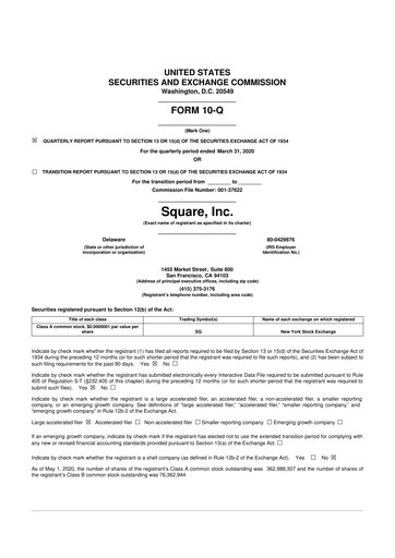 Miniature Block 10-Q Rapport trimestriel 2020 