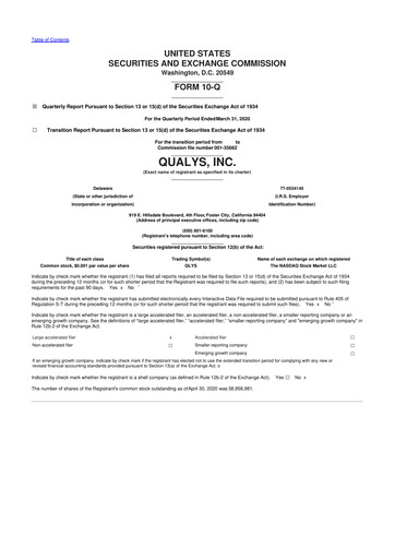 Thumbnail Qualys 10-Q Quarterly Report FY2020 