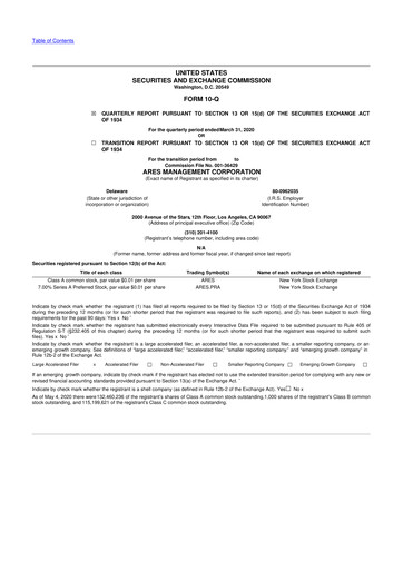 Vorschaubild Ares Management
 10-Q Quartalsbericht 2020 