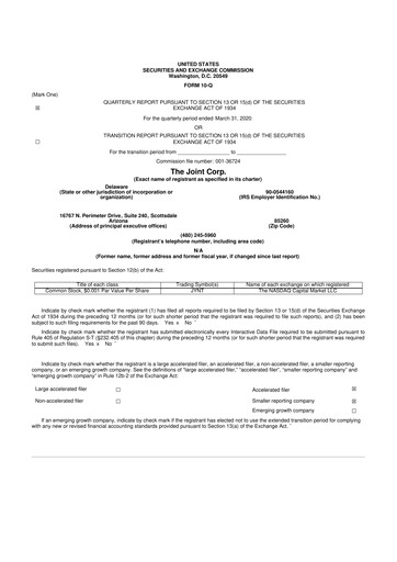 Thumbnail The Joint Corp. 10-Q Quarterly Report FY2020 