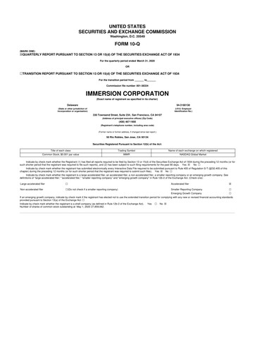 Miniature Immersion Corporation
 10-Q Rapport trimestriel 2020 