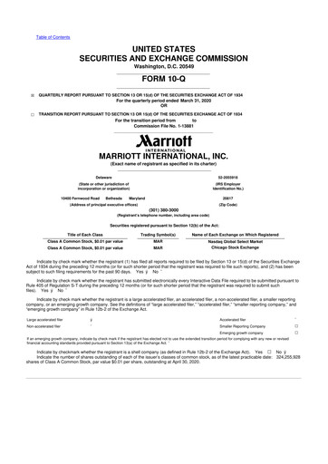 Vorschaubild Marriott International 10-Q Quartalsbericht 2020 