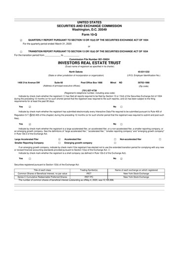 Thumbnail Centerspace 10-Q Quarterly Report FY2020 