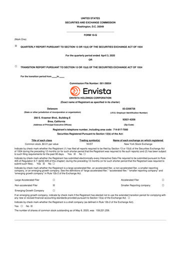 Thumbnail Envista

 10-Q Quarterly Report FY2020 