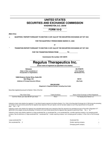 Thumbnail Regulus Therapeutics 10-Q Quarterly Report FY2020 