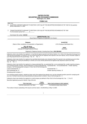 Thumbnail Jakks Pacific
 10-Q Quarterly Report FY 