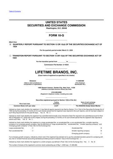 Miniature Lifetime Brands 10-Q Rapport trimestriel 2020 