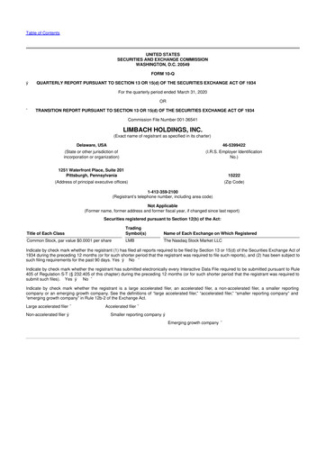 Vorschaubild Limbach Holdings 10-Q Quartalsbericht 2020 