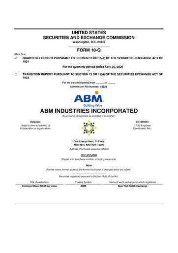Thumbnail ABM Industries
 10-Q Quarterly Report FY2020 