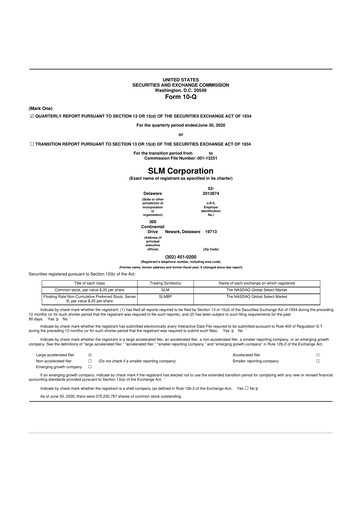 Thumbnail SLM Corporation (Sallie Mae) 10-Q Quarterly Report FY2020 