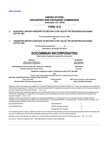 Thumbnail Ducommun 10-Q Quarterly Report FY2020 