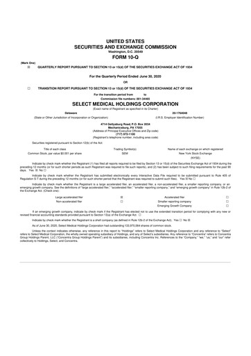 Thumbnail Select Medical Holdings 10-Q Quarterly Report FY2020 