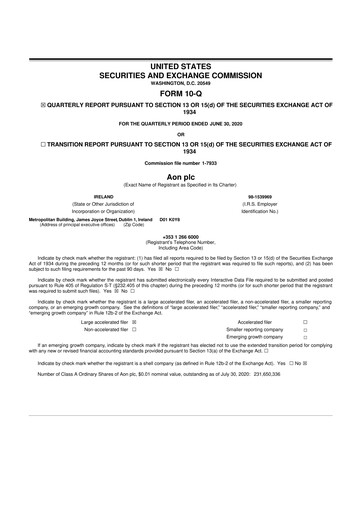 Vorschaubild Aon 10-Q Quartalsbericht 2020 