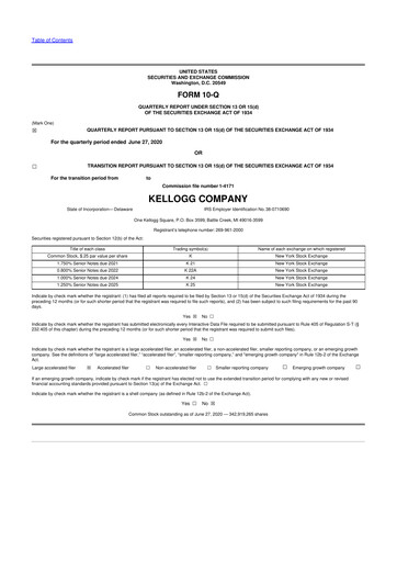 Thumbnail Kellanova 
 (Kellogg's) 10-Q Quarterly Report FY2020 