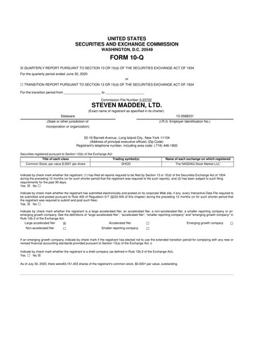 Thumbnail Steve Madden
 10-Q Quarterly Report FY2020 