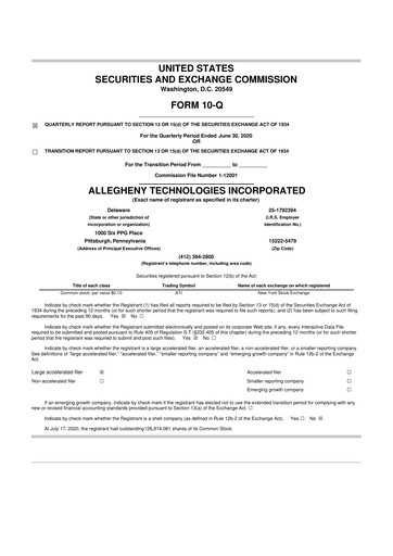 Thumbnail ATI Inc.
 10-Q Quarterly Report FY2020 