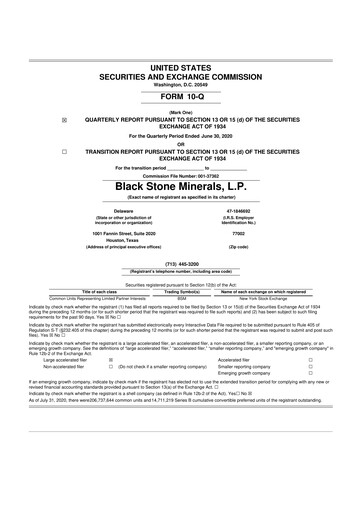 Thumbnail Black Stone Minerals
 10-Q Quarterly Report FY2020 