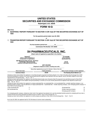 Thumbnail X4 Pharmaceuticals
 10-Q Quarterly Report FY2020 
