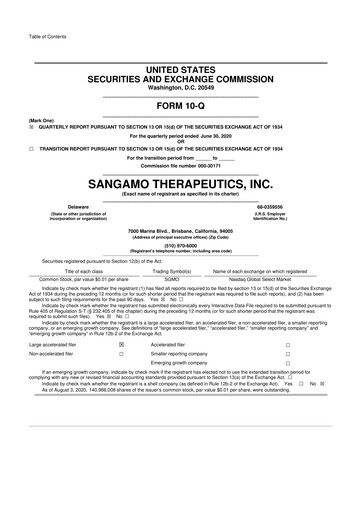 Thumbnail Sangamo Therapeutics
 10-Q Quarterly Report FY2020 