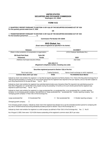 Thumbnail NV5 Global
 10-Q Quarterly Report FY2020 