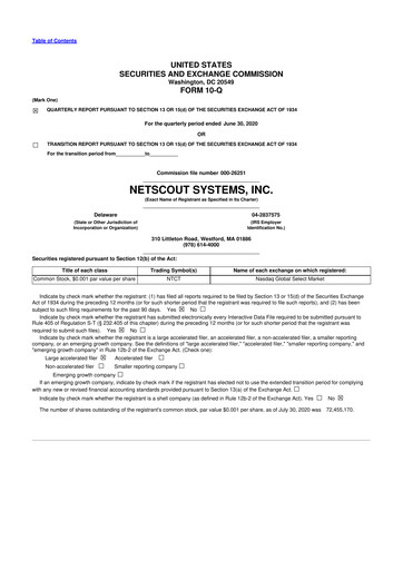 Thumbnail NETSCOUT 10-Q Quarterly Report FY2021 
