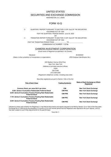 Thumbnail Chimera Investment Corporation 10-Q Quarterly Report FY2020 