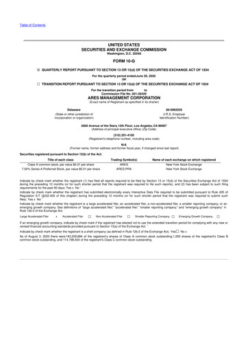 Vorschaubild Ares Management
 10-Q Quartalsbericht 2020 