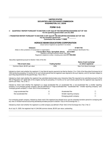 Vorschaubild Horace Mann Educators 10-Q Quartalsbericht 2020 