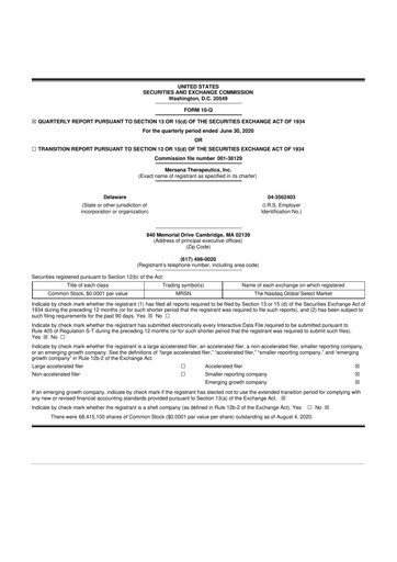 Thumbnail Mersana Therapeutics 10-Q Quarterly Report FY2020 