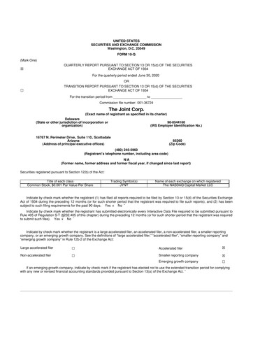 Thumbnail The Joint Corp. 10-Q Quarterly Report FY2020 