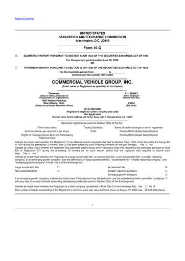 Vorschaubild Commercial Vehicle Group (CVG) 10-Q Quartalsbericht 2020 