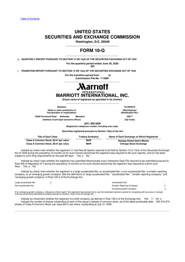 Vorschaubild Marriott International 10-Q Quartalsbericht 2020 
