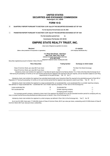 Thumbnail Empire State Realty Trust
 10-Q Quarterly Report FY2020 