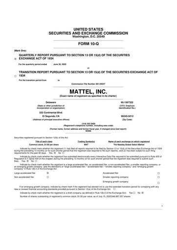 Thumbnail Mattel
 10-Q Quarterly Report FY2020 