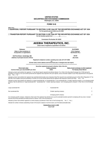 Thumbnail Akebia Therapeutics 10-Q Quarterly Report FY2020 