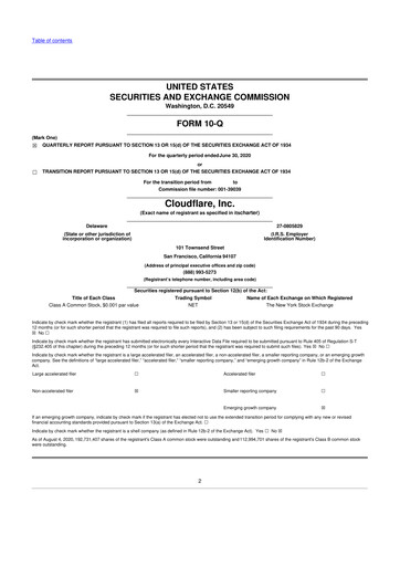 Miniature Cloudflare 10-Q Rapport trimestriel 2020 