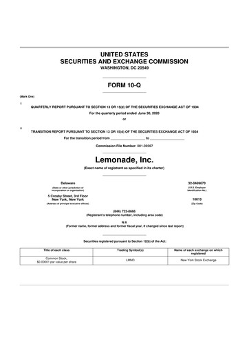 Thumbnail Lemonade 10-Q Quarterly Report FY2020 