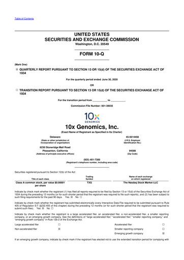 Thumbnail 10x Genomics
 10-Q Quarterly Report FY2020 