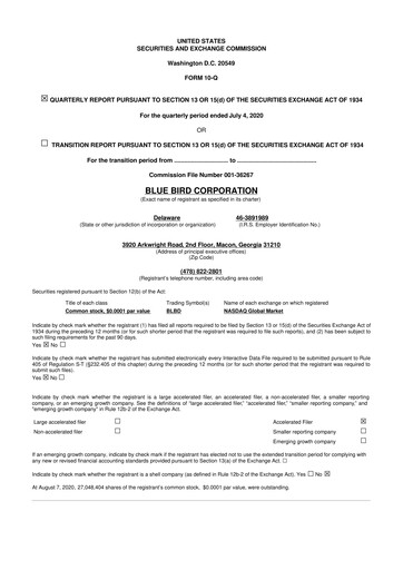 Miniature Blue Bird Corporation
 10-Q Rapport trimestriel 2020 