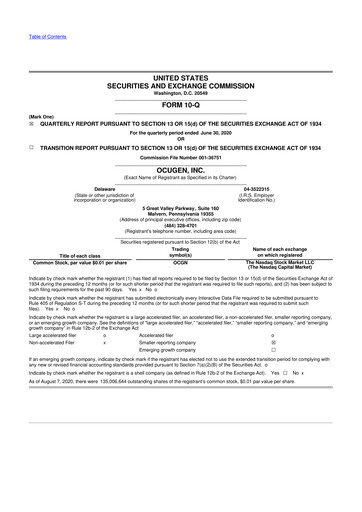 Thumbnail Ocugen 10-Q Quarterly Report FY2020 