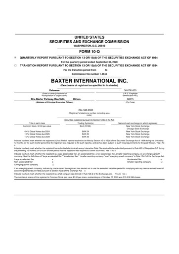 Miniature Baxter 10-Q Rapport trimestriel 2020 