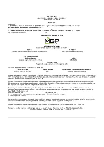 Thumbnail MGP Ingredients 10-Q Quarterly Report FY2020 