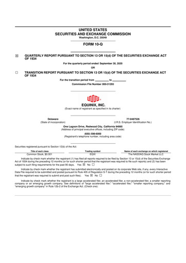 Thumbnail Equinix 10-Q Quarterly Report FY2020 