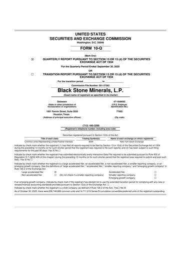 Thumbnail Black Stone Minerals
 10-Q Quarterly Report FY2020 