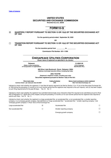 Thumbnail Chesapeake Utilities
 10-Q Quarterly Report FY2020 