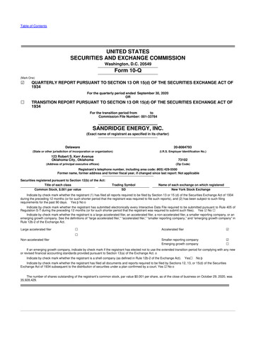 Thumbnail SandRidge Energy
 10-Q Quarterly Report FY2020 