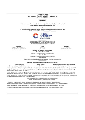 Vorschaubild Cross Country Healthcare 10-Q Quartalsbericht 2020 