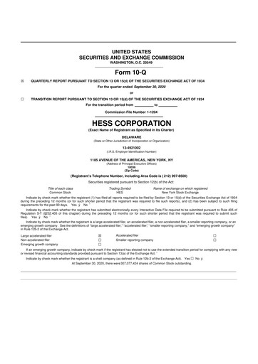 Vorschaubild Hess 10-Q Quartalsbericht 2020 