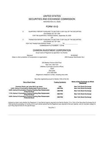 Thumbnail Chimera Investment Corporation 10-Q Quarterly Report FY2020 